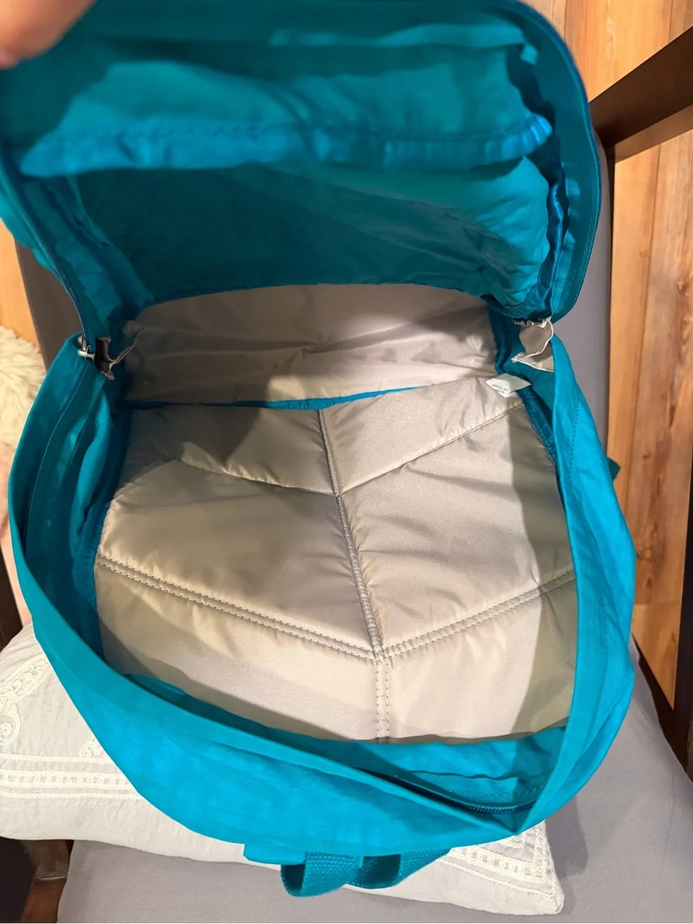 Kipling Turquoise Backpack with Front Pocket and Keychain